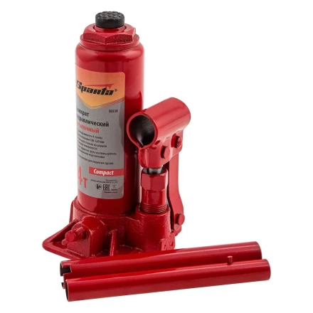 Домкрат гидравлический бутылочный, 4 т, h подъема 180–320 мм Sparta Compact 50339 купить в Нижневартовске
