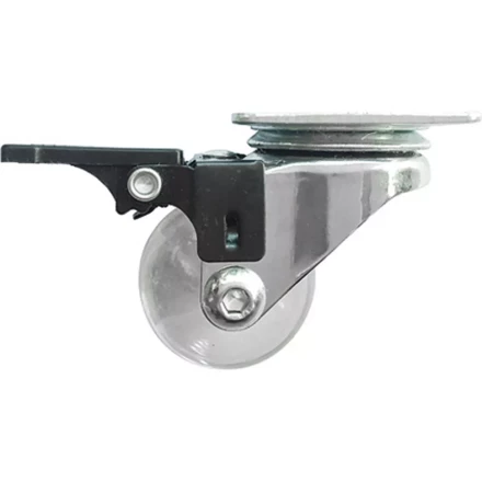 Колесо ПУ прозрачное поворотное с тормозом d-35 мм, крепление платформенное Сибртех 68736 купить в Нижневартовске