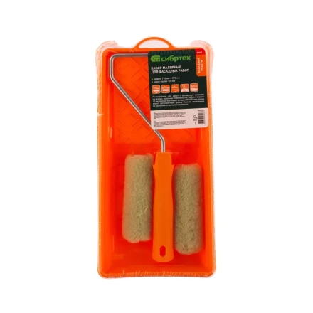 Малярный набор для фасадных работ: кювета 150 мм х 290 мм и мини-валик 110 мм Сибртех 80457 купить в Нижневартовске