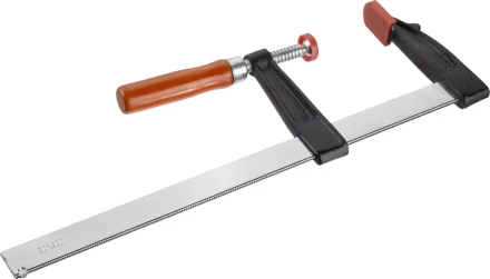 Струбцина ЗУБР "СТАНДАРТ", тип "F", деревянная ручка, стальная закаленная рейка, 80х300мм 32152-80-300 купить в Нижневартовске