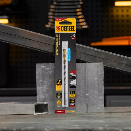 Сверло спиральное по металлу Denzel 5 х 132 мм, Р6М5, Golden Tip, удлиненное, 718254 купить в Нижневартовске