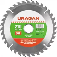 Диск пильный "Optimal cut" по дереву, 210х30мм, 36Т, URAGAN 36801-210-30-36
