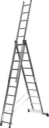 Лестница СИБИН универсальная, трехсекционная со стабилизатором, 10 ступеней 38833-10 купить в Нижневартовске