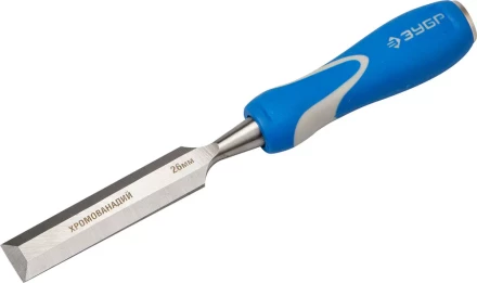 Стамеска ЗУБР "ЭКСПЕРТ" с ударопрочной двухкомпонетной ручкой и стальным затыльником для ударных работ, 26мм 18097-26 купить в Нижневартовске