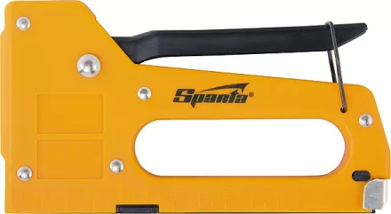 Степлер мебельный пластиковый со скобами 100 шт тип скобы 53 4-8 мм Sparta 42001 купить в Нижневартовске