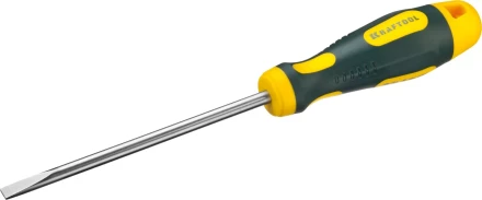 Отвертка KRAFTOOL, Cr-Mo-V сталь, двухкомпонентная противоскользящая рукоятка, SL, 6,0x125мм 250071-6.5-125 купить в Нижневартовске
