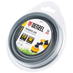 Леска для триммера армированная алюминием квадратная, 2,0мм х 15м, блистер ALUFLEX Denzel 96833