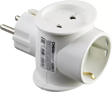 Разветвитель СИБИН электрический с заземлением, 3 гнезда, 16А/220В 55098-3 купить в Нижневартовске