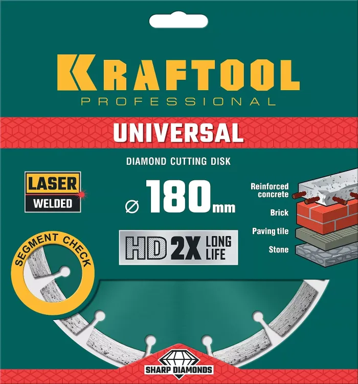 Диск алмазный отрезной для УШМ UNIVERSAL 36680-180 купить в Нижневартовске
