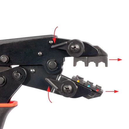 Пресс-клещи КВТ СТО+5 с 5 матрицами МПК для опрессовки разъемов, втулочных, изолированных и неизолированных наконечников (набор) (90777) купить в Нижневартовске