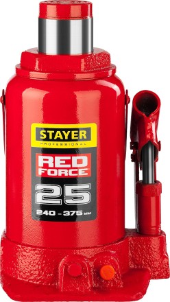 Домкрат гидравлический бутылочный &quot;RED FORCE&quot;, 25т, 240-375 мм, STAYER 43160-25 43160-25_z01 купить в Нижневартовске