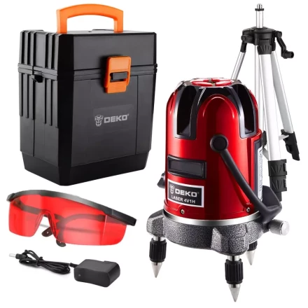 Уровень лазерный LL57 SET4 DEKO, 065-0296, в пластиковом кейсе со штативом купить в Нижневартовске