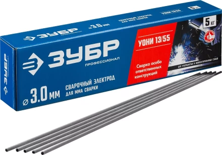 ЗУБР Д 3.0 х 350 мм, 5 кг в коробке, УОНИ 13/55 с основным покрытием, электрод сварочный, Профессионал (40025-3.0) купить в Нижневартовске