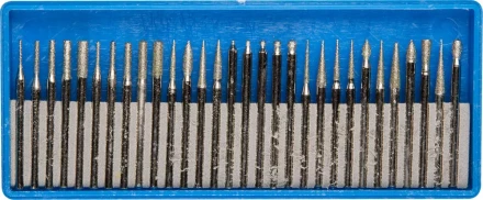 Набор ЗУБР: Мини-насадки с алмазным напылением в пластиковом боксе, P=180, хвостовик d=3мм, 30 предметов 33383-H30 купить в Нижневартовске