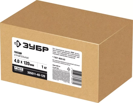 ЗУБР ГОСТ 4028-63, 120 x 4 мм, 1 кг, строительные гвозди (305011-40-120) купить в Нижневартовске