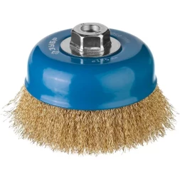 ЗУБР &quot;ПРОФЕССИОНАЛ&quot;. Щетка чашечная для УШМ, витая латунированная стальная проволока 0,3мм, 125ммхМ14 3526-125_z02