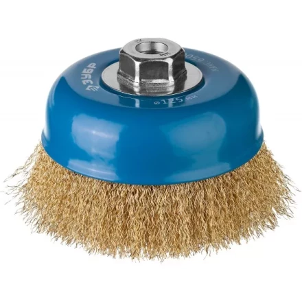 ЗУБР "ПРОФЕССИОНАЛ". Щетка чашечная для УШМ, витая латунированная стальная проволока 0,3мм, 125ммхМ14 3526-125_z02 купить в Нижневартовске