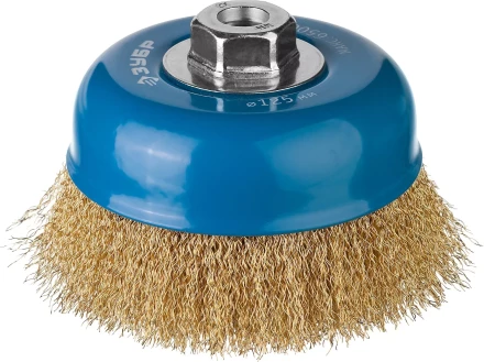 ЗУБР "ПРОФЕССИОНАЛ". Щетка чашечная для УШМ, витая латунированная стальная проволока 0,3мм, 125ммхМ14 3526-125_z02 купить в Нижневартовске