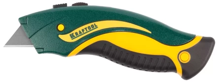 Нож "WERK" металлический, KRAFTOOL 09241, с запасными выдвижным трапец лезвиями, 5шт, усил корпус, быстрая замена лезвия, тип "А24",19мм 09241_z01 купить в Нижневартовске