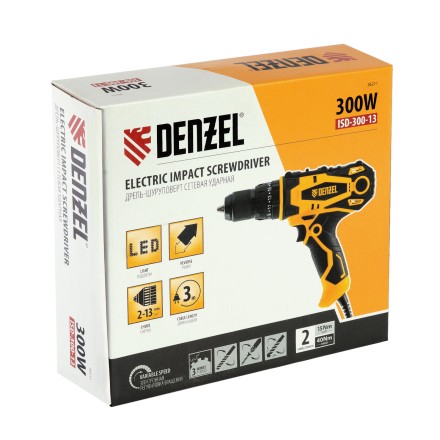 Дрель-шуруповерт сетевая ударная Denzel 26211, ISD-300-13 купить в Нижневартовске