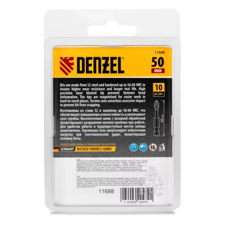 Бита IMPACT, PH1x50 мм, лазерная обработка шлица, сталь S2, 10 шт., Е 6,3 Denzel 11688 купить в Нижневартовске