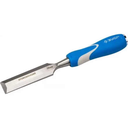 Стамеска ЗУБР "ЭКСПЕРТ" с ударопрочной двухкомпонетной ручкой и стальным затыльником для ударных работ, 30мм 18097-30 купить в Нижневартовске