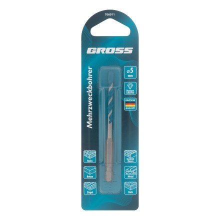 Сверло универсальное Gross , Multipurpose PRO, 6-гр. хвостовик, 5мм, 706011 купить в Нижневартовске