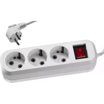 Удлинитель СИБИН электрический, ПВС сечение 0,75кв мм, 3 гнезда, макс мощн 2200Вт, 3м, заземление, выключатель 55036-3 купить в Нижневартовске