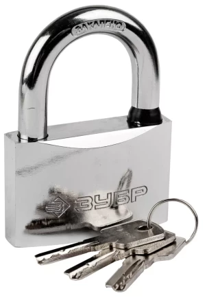 Замок ЗУБР "ЭКСПЕРТ" навесной, стальной корпус, классическая форма, закаленная дужка, 70мм 37227-70 купить в Нижневартовске