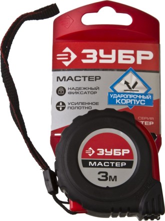 Рулетка ЗУБР &quot;МАСТЕР&quot;, обрезиненный корпус, на карточке, 3м/16мм 34055-03-16_z02 купить в Нижневартовске