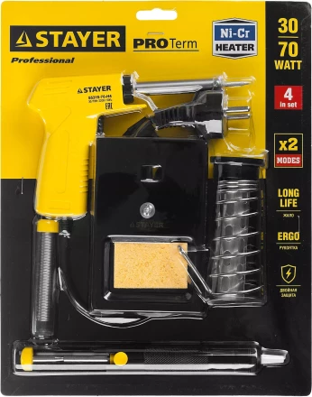 Набор для паяльных работ STAYER "PROFI" PROTerm, 55315-70-H4 паяльник 55307 + подставка + припой + шприц, 60 Вт 55315-70-H4 купить в Нижневартовске