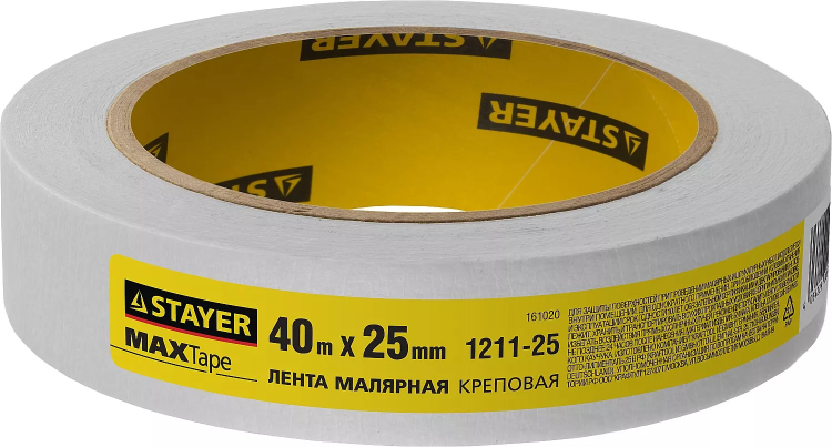 Малярная лента STAYER "MASTER", креповая, 25мм х 40м 1211-25 купить в Нижневартовске