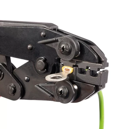 Пресс-клещи КВТ СТО+9 с 9 матрицами МПК для опрессовки разъемов, втулочных, изолированных и неизолированных наконечников (набор) (90778) купить в Нижневартовске