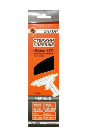 Стержень клеевой 11х190мм ЭНКОР 432 5шт черный 50432 купить в Нижневартовске