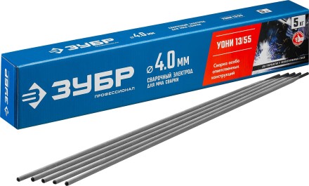 ЗУБР Д 4.0 х 450 мм, 5 кг в коробке, УОНИ 13/55 с основным покрытием, электрод сварочный, Профессионал (40025-4.0) купить в Нижневартовске