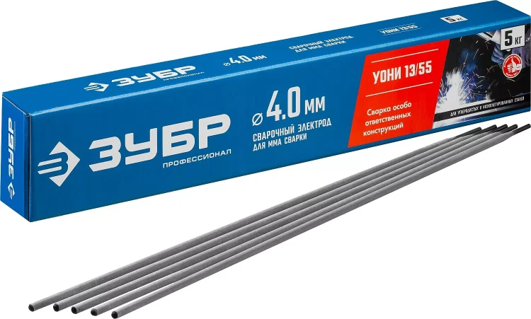 ЗУБР Д 4.0 х 450 мм, 5 кг в коробке, УОНИ 13/55 с основным покрытием, электрод сварочный, Профессионал (40025-4.0) купить в Нижневартовске