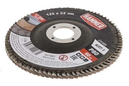 Круг Лепестковый Торцевой (КЛТ) HAMMER КЛТ 1 Ф125х22 Р80 213-026 купить в Нижневартовске