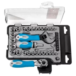 Набор ЗУБР Слесарно-монтажный инструмент "ЭКСПЕРТ", ключ развод.,отвертка реверс. с насадками, пласт.бокс, 43пред. 25290-H43