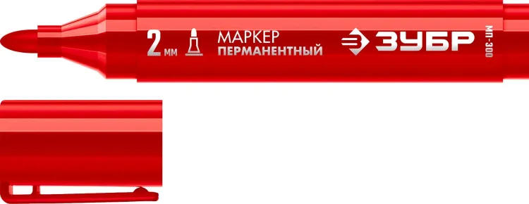 ЗУБР МП-300 красный, 2 мм перманентный маркер (06322-3) купить в Нижневартовске