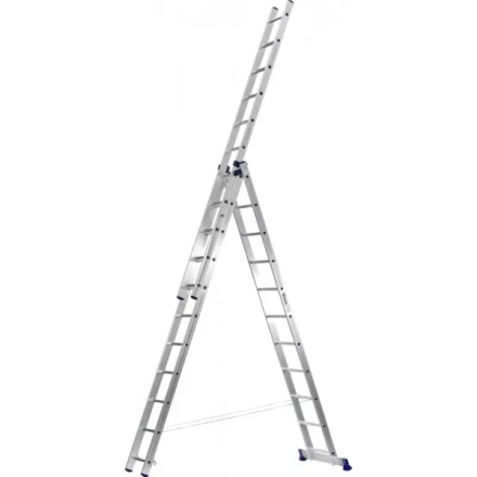 Лестница СИБИН универсальная, трехсекционная со стабилизатором, 11 ступеней 38833-11 купить в Нижневартовске