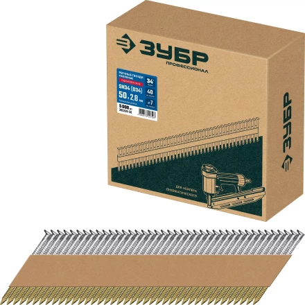ЗУБР SN34 (D34) 50 х 2.8 мм, реечные гвозди рифленые оцинкованные, 5000 шт (305399-50) купить в Нижневартовске