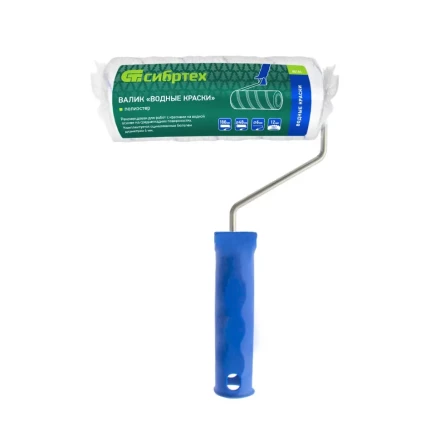 Валик &quot;Водные краски&quot;, 180 мм, ворс 12 мм, D - 48 мм, D ручки - 6 мм, полиэстер Сибртех 80186 купить в Нижневартовске