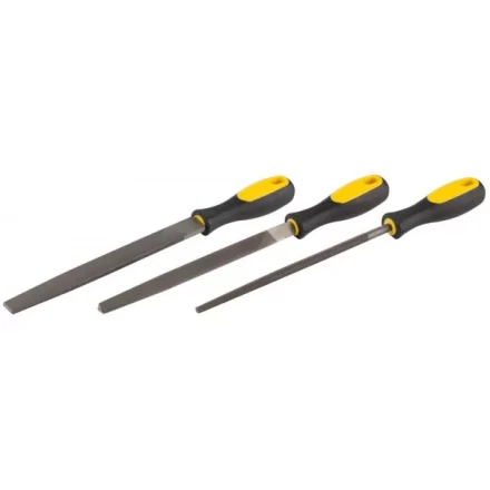 Набор STAYER "PROFI": Напильники с двухкомпонентной рукояткой, плоский, трехгранный, круглый, №2, 200мм 16610-H3 купить в Нижневартовске