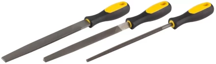 Набор STAYER "PROFI": Напильники с двухкомпонентной рукояткой, плоский, трехгранный, круглый, №2, 200мм 16610-H3 купить в Нижневартовске