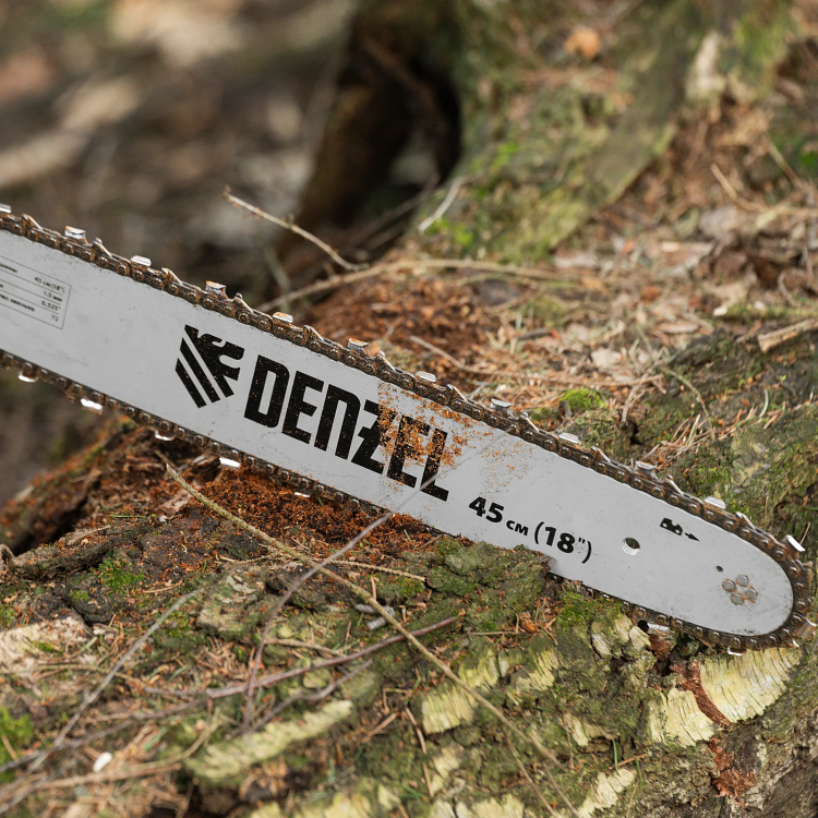 Пила цепная бензиновая Denzel DS-5218, шина 45 см, 52 см3, 3 л.с, шаг 0,325, паз 1,5 мм, 72 звена 95237 купить в Нижневартовске