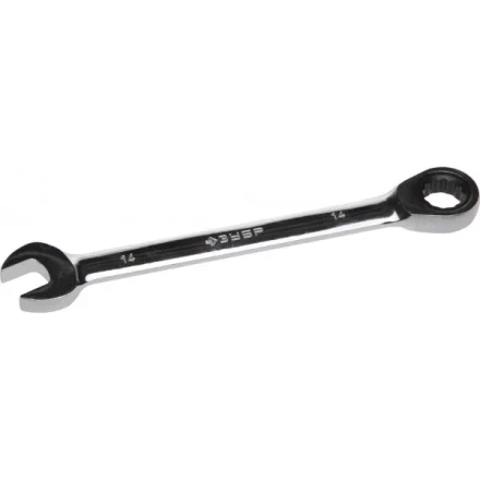 Ключ ЗУБР "ПРОФИ" гаечный комбинированный трещоточный, Cr-V сталь, хромированный, 14мм 27074-14 купить в Нижневартовске