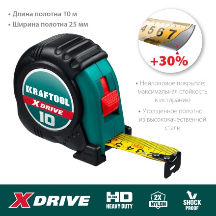 Рулетка с ударостойким обрезиненным корпусом 34122-10 купить в Нижневартовске