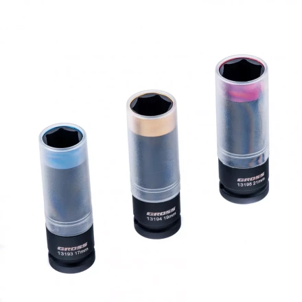 Набор головок ударных шестигранных для колесных дисков 17 19 21 мм 1/2" 3 предмета Gross 13196 купить в Нижневартовске