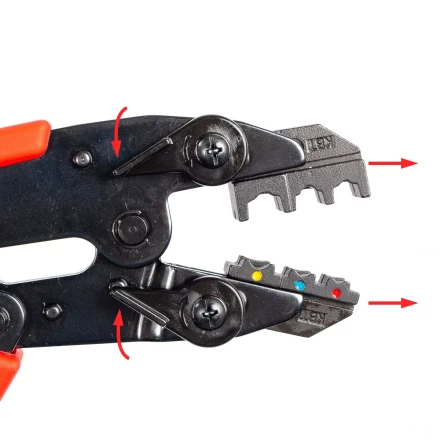 Пресс-клещи КВТ СТВ+5 с 5 матрицами МПК для опрессовки разъемов, втулочных, изолированных и неизолированных наконечников (набор) (89227) купить в Нижневартовске