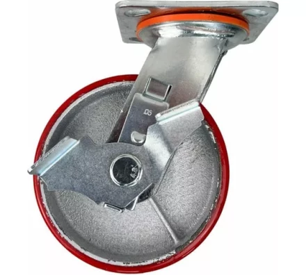 Аппаратное поворотное колесо большегрузное с тормозом HITCH 190*50 полиуретан SCpb80 (SZ085016) купить в Нижневартовске